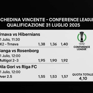 Schedina Vincente – Conference League – 31 Luglio 2025 (✅ Vinta)